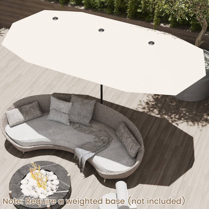 Polyester Double-Sided Patio Umbrella with Crank Handle
