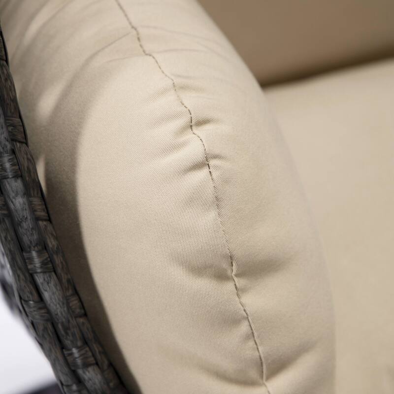 LeisureMod Charcoal Single Seater Rattan Wicker Egg Swing Hanging Chair for Indoor Outdoor Patio Porch Backyard Garden