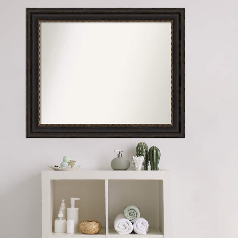 Non-Beveled Bathroom Wall Mirror - Accent Bronze Frame