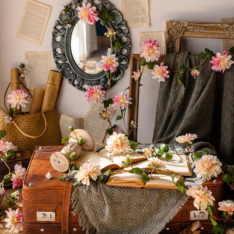 RusticReach Artificial Dahlia Flower Vine 59" Long