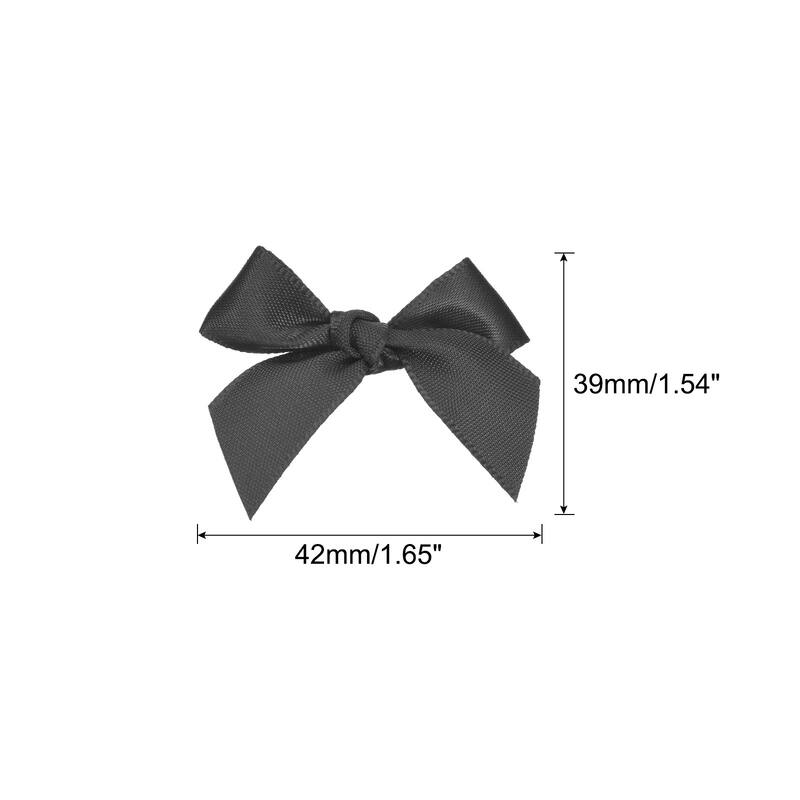 100Pcs Mini Ribbon Bow Mini Fabric Satin Ribbon Flower Bows - Black
