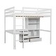 preview thumbnail 9 of 9, White Modern Full Size Loft Bed with Built-in Desk, Storage Shelves and Drawers for Bedroom