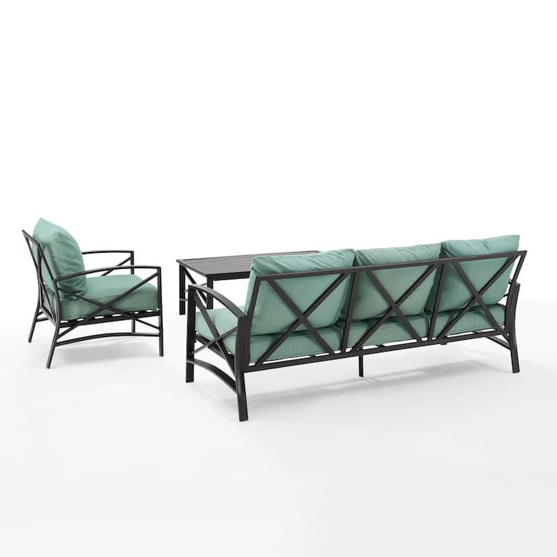 Crosley Kaplan 3Pc Outdoor Sofa Patio Furniture Set - 119 W x 68.5 D x 32 H
