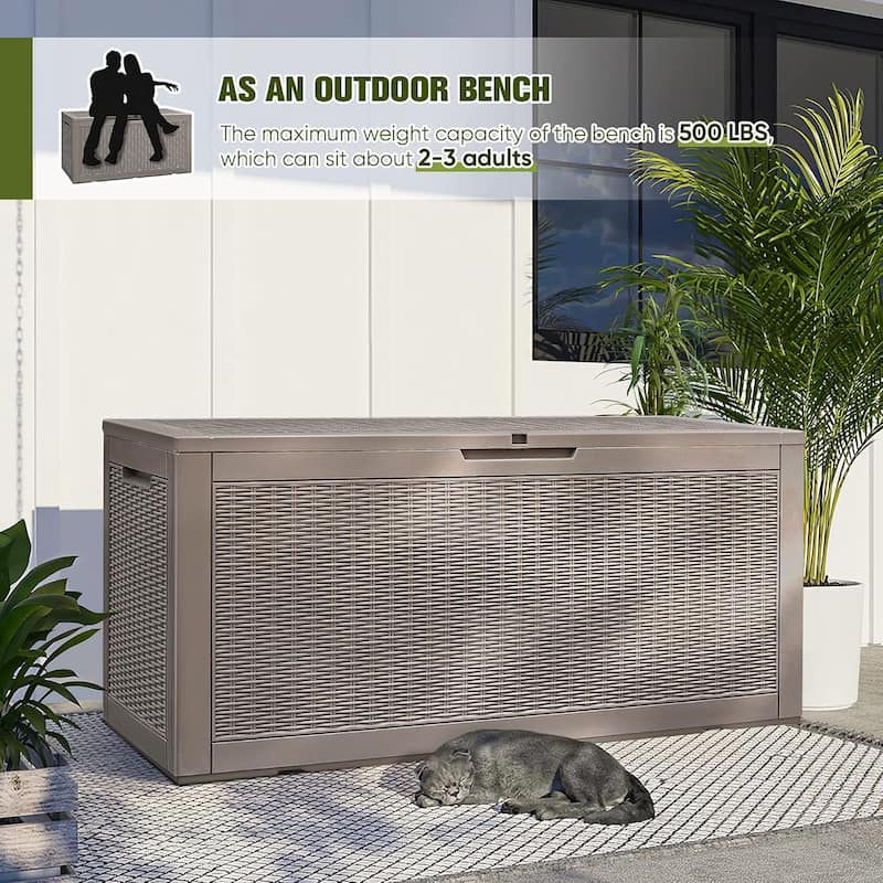 120 Gal. Black Resin Storage Deck Box for Outdoor Indoor,Lockable, waterproof, UV-resistant