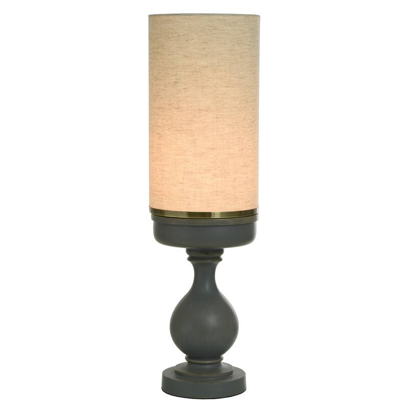 Maverick Grey Uplight - Matte Grey Brushed Base - Cream Linen Shade