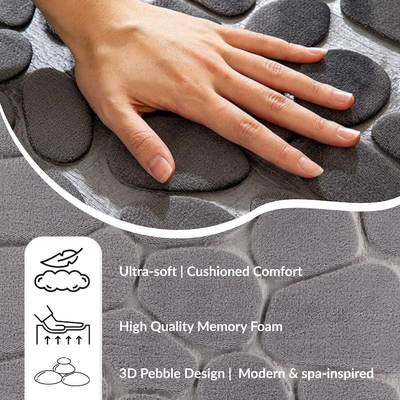 Memory Foam Contour Bath Mat Pebble Design 18x20