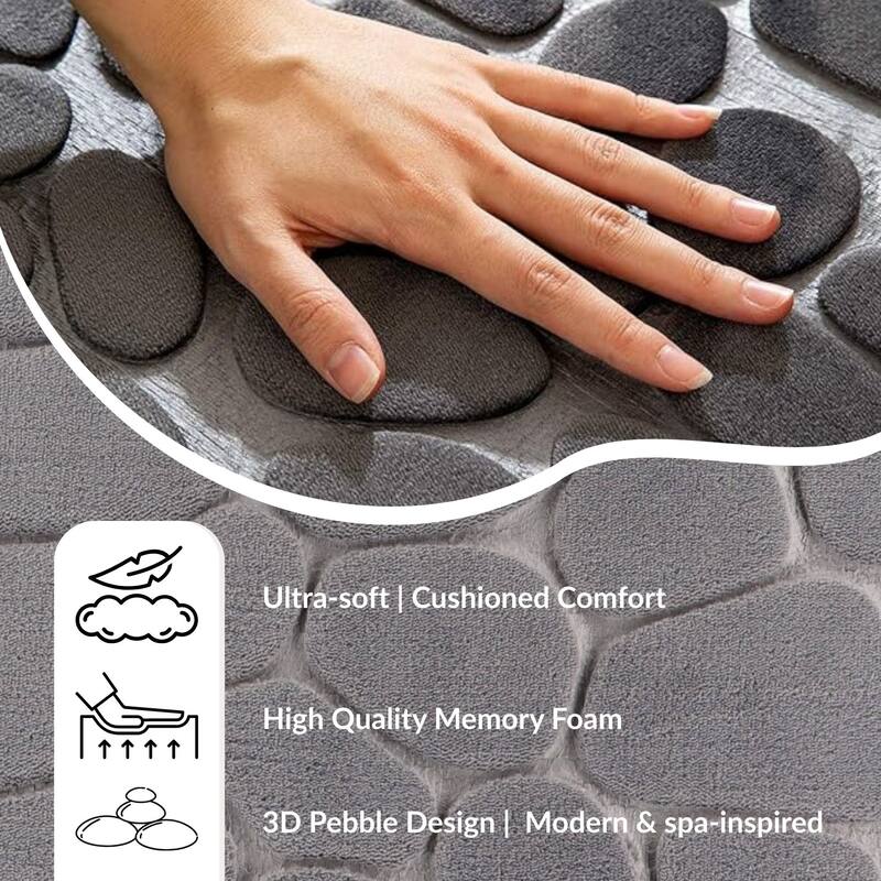 Memory Foam Runner Bath Mat Pebble Design 48x18