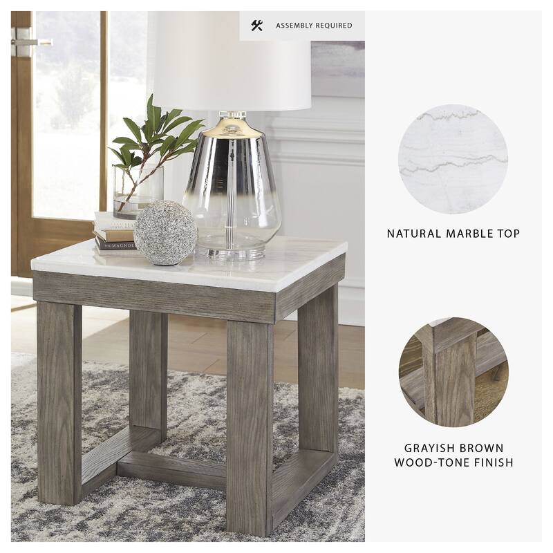 Signature Design by Ashley Loyaska Grayish Brown / Ivory Square End Table - 24"W x 24"D x 24"H