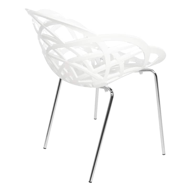 Furnish Theory Fleur-ML Stackable Dining Armchairs Arm Chairs Anti-UV Polycarbonate Shell & Chrome-Plated Steel Legs (Set of 2)