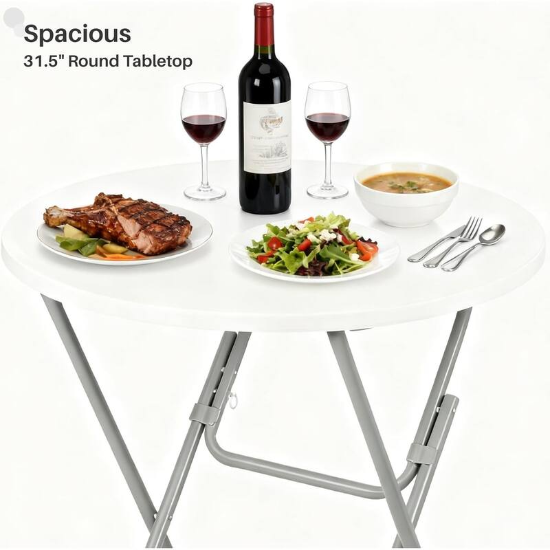HOMYLIN 31.5" Folding Round Bar Table with Metal Frame for Indoor/Outdoor
