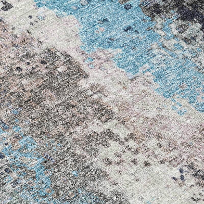Machine Washable Indoor/ Outdoor Contemporary Abstract Chantille Rug