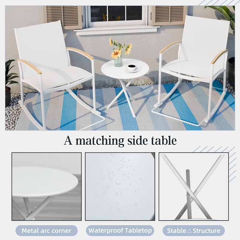 Futzca 3-Piece Patio Bistro Sets, Two Chairs with Coffee Table