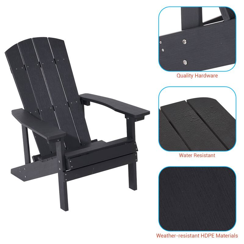 BONOSUKI Patio Adirondack Chair with Cupholder,Weather Resin-Set of 2