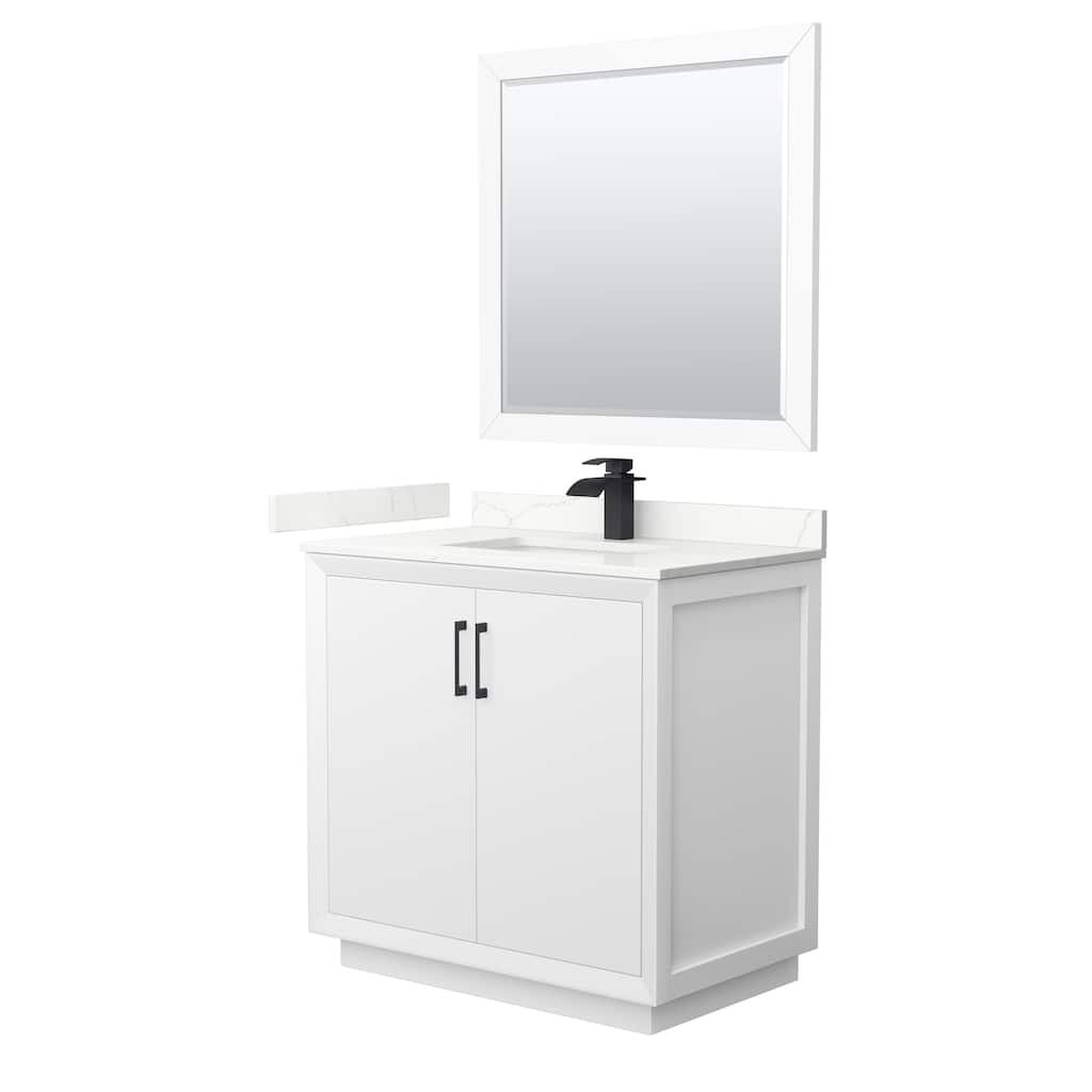 Strada 36-inch Single Vanity, Quartz Top, 34-inch Mirror