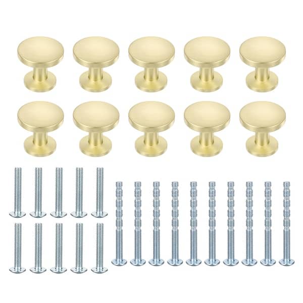 metal knobs for dresser Cionyce 12 Pcs Brass Cabinet Knobs Metal Drawer Knobs Round Dresser Handle Knobs 1.18" Diameter Kitchen Cabinet Knobs Hardware(with Mounting Screws)