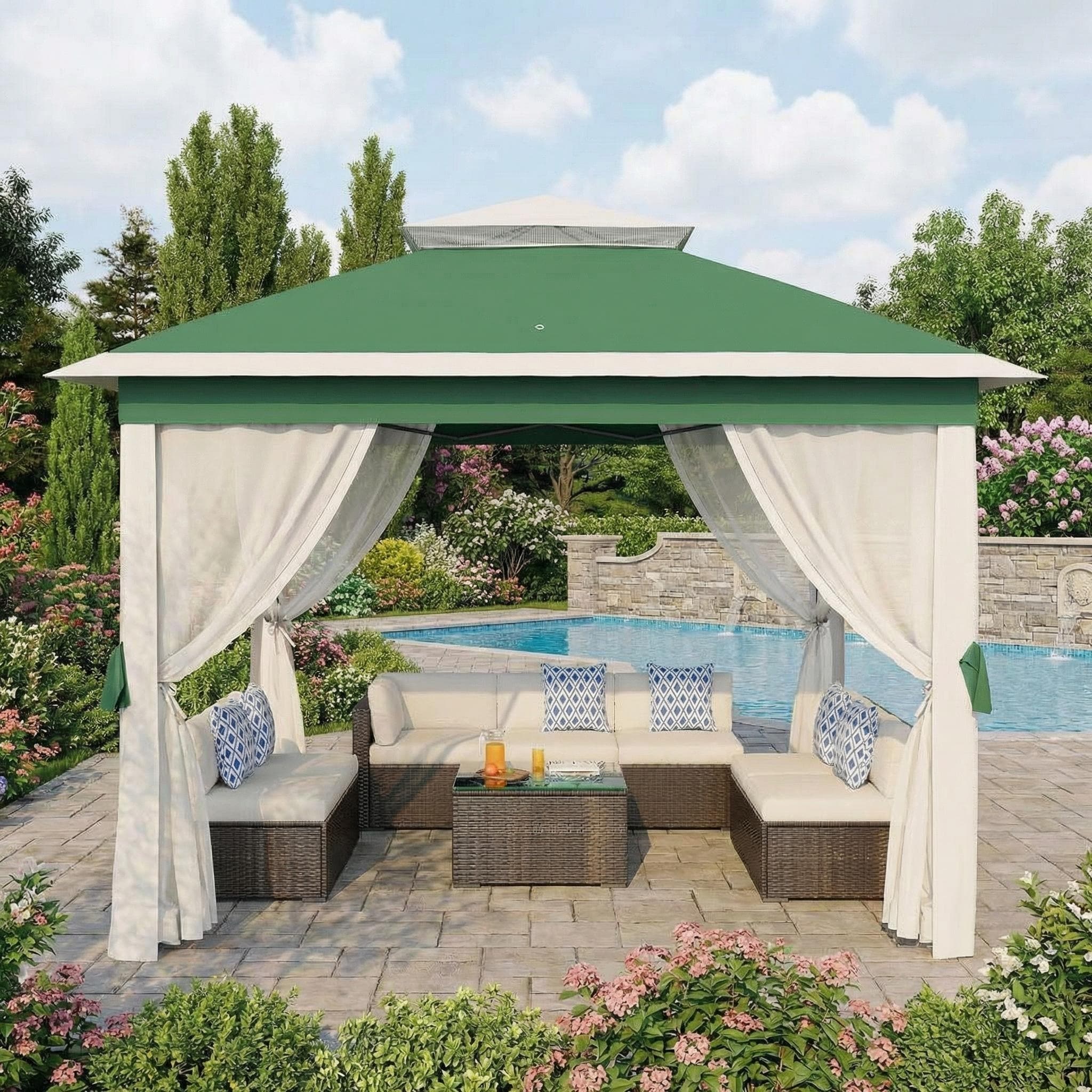 11x11 FT Outdoor Gazebo, With Double Roofs