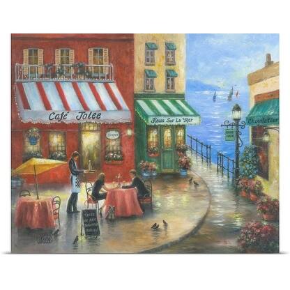 Shop Vickie Wade Poster Print Entitled French Cafe By The Sea Multi Overstock 16893592
