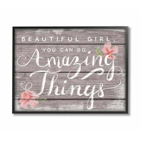Stupell Industries Beautiful Girl Inspirational Kids Flower Word Design Framed Wall Art - Pink. Opens flyout.