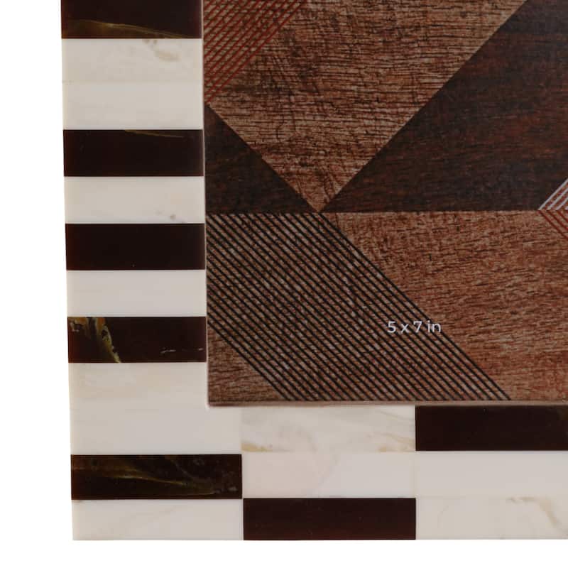 Resin Picture Frame Geometric Cutout Design Modern Glam - 5x7" Brown