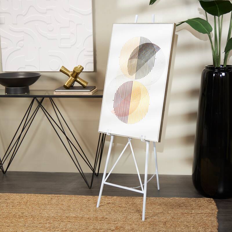 White Metal Tall Adjustable 2 Tier Display Easel with Chain Support