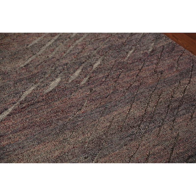 Striped Moroccan Indian Area Rug Hand-Knotted Wool Carpet - 5'1" x 8'1"