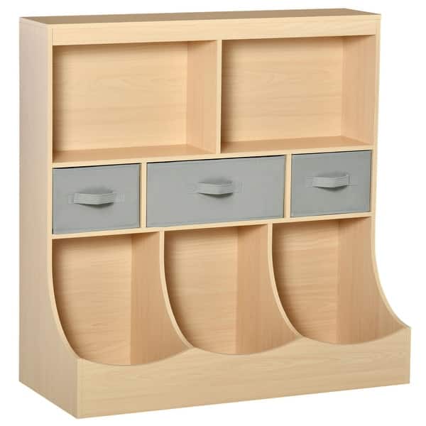 slide 2 of 15, Children Display Bookshelf with Drawers for Toys, Clothes, Books Natural