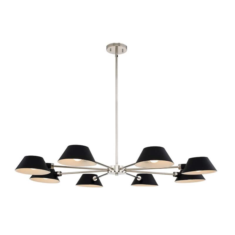 Bruno 8-Light Chandelier in Matte Black with Polished Nickel