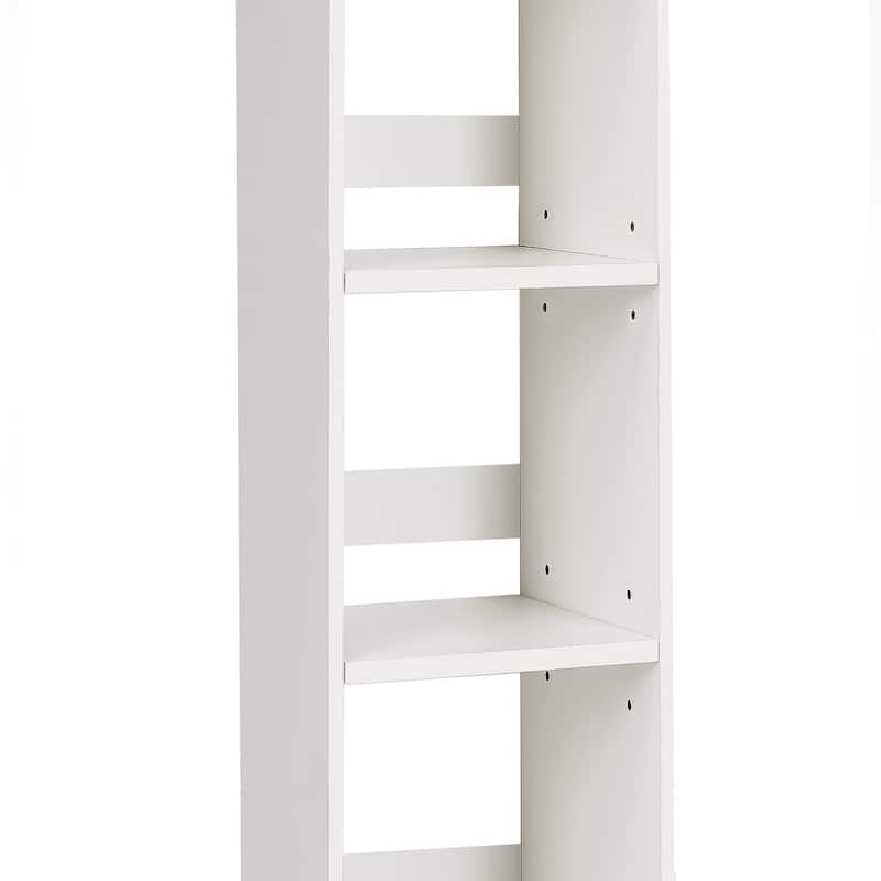VECELO Tall Bathroom Storage Cabinet, Freestanding Linen Tower with 4-Tier Shelf, 1 Drawer and 1 Cupboards