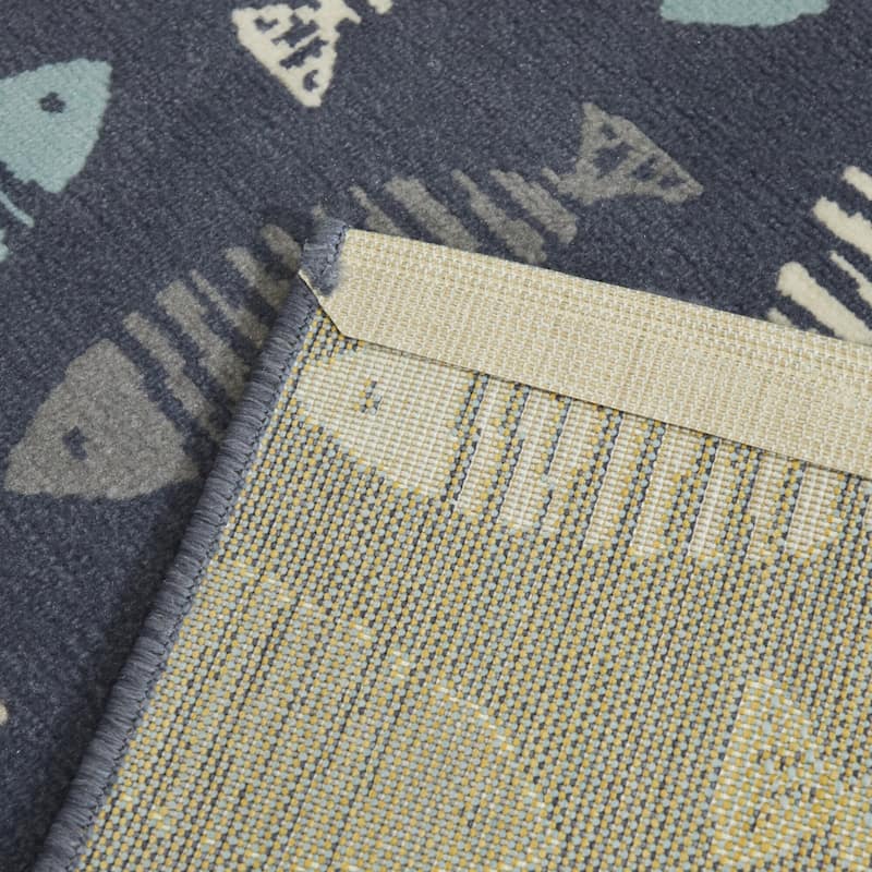 Friendly Fish Geometric Coastal Area Rug