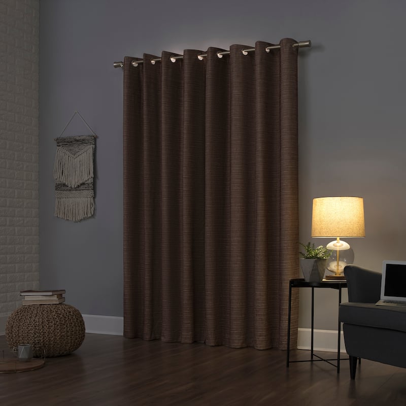 Sun Zero Kline Burlap Weave Thermal Extreme Total Blackout Grommet Curtain Panel, Single Panel