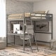 preview thumbnail 22 of 60, Traditional Wood Slat Loft Bed with Integrated Desk & Ladder Light Gray - Full