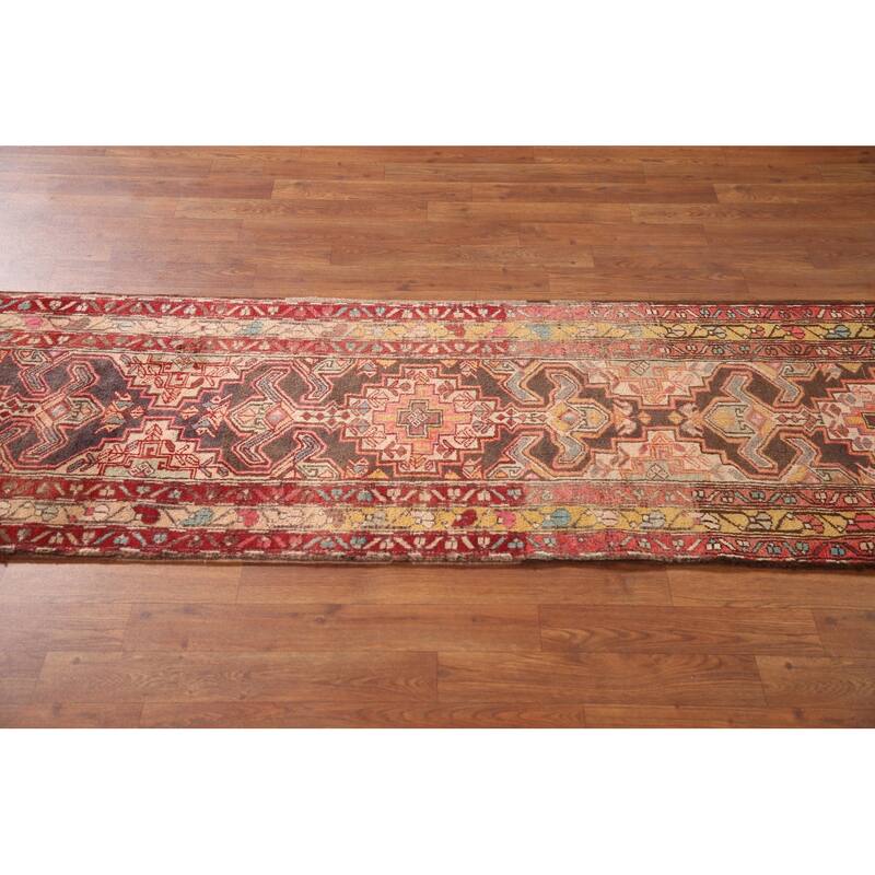 Ardebil Persian Vintage Runner Rug Hand-Knotted Wool Carpet - 2'3" x 9'6"