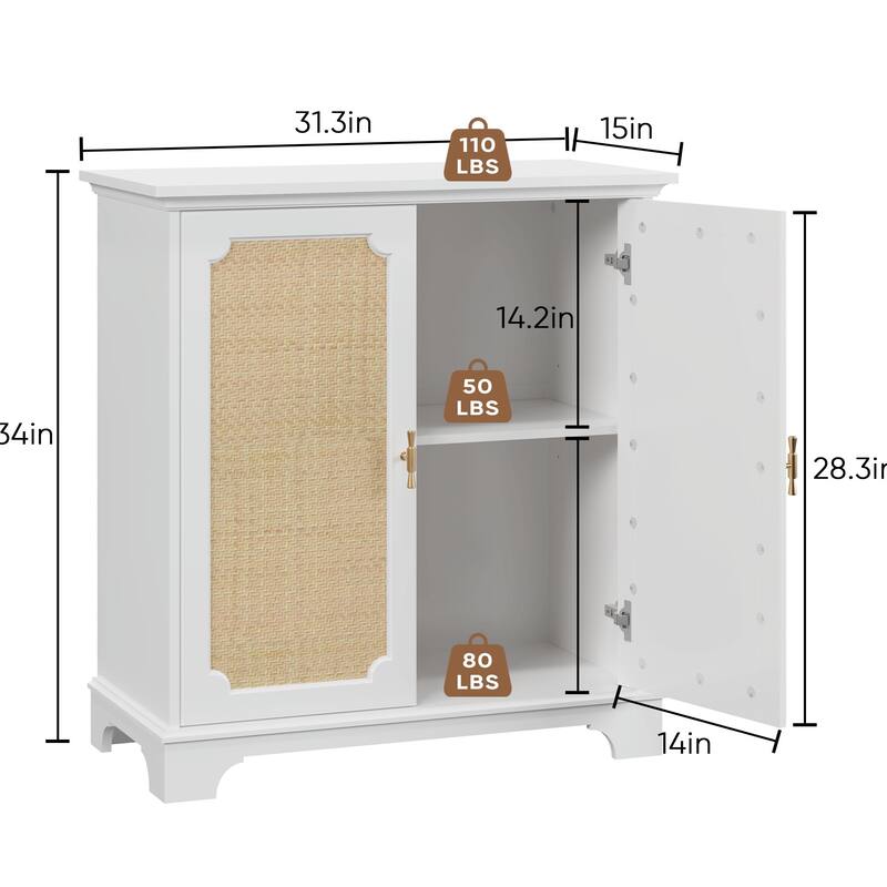 Bohemian Buffet Cabinet - Rattan Doors & Anti-Tip Safety Kit