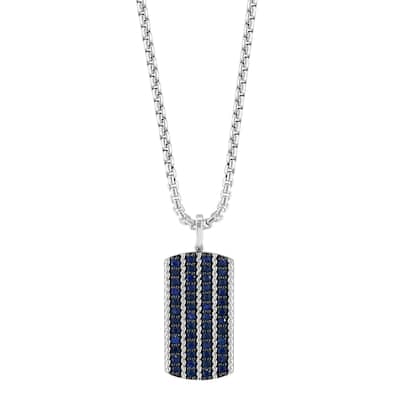 EFFY Men's 925 Sterling Silver Sapphire Pendant Necklace