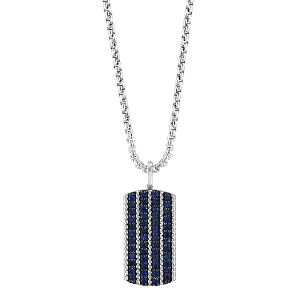 EFFY Men's 925 Sterling Silver Sapphire Pendant Necklace