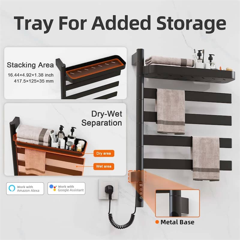 Wall-Mounted Electric Towel Dryer with Swivel Bars