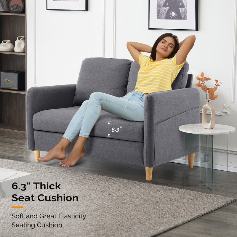 47 in. Modern Comfy Couch Loveseat with Side Storage For Living Room