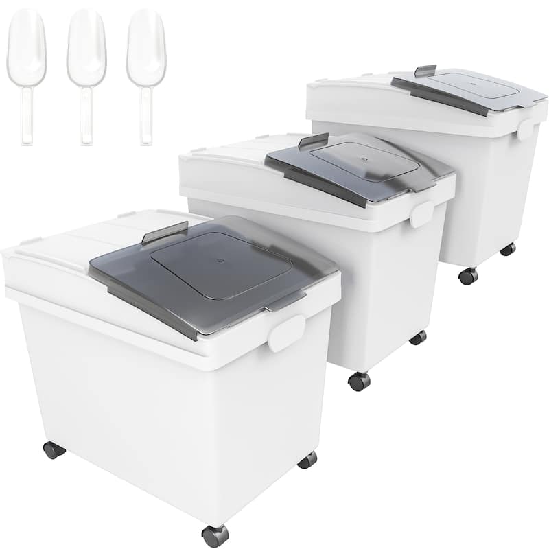 10.5 Gallon Ingredient Bin 3 Pcs PP Shelf Storage Bins