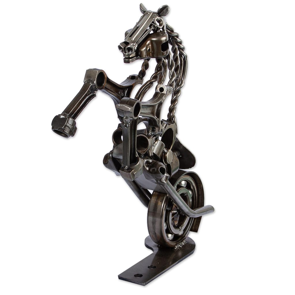 Novica Handmade Rustic Horsepower Upcycled Auto Parts Sculpture (20 Inch)