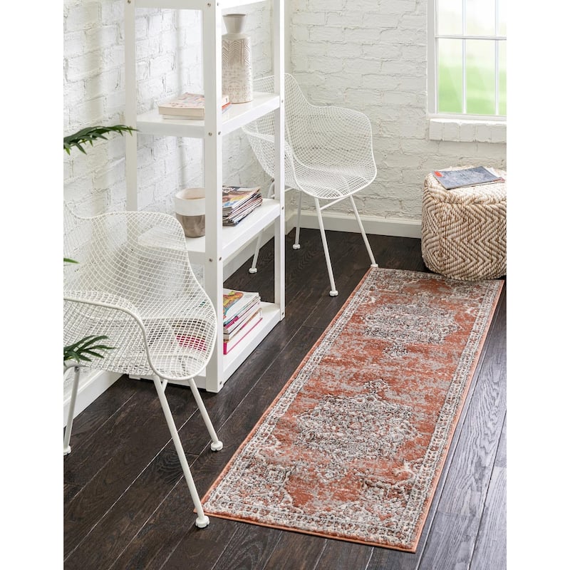 Traditional Jeopok Collection Area Rug - Salmon Pink - 2'7"x12'
