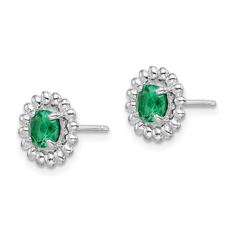 Curata 925 Sterling Silver 10mm Created Emerald Earrings