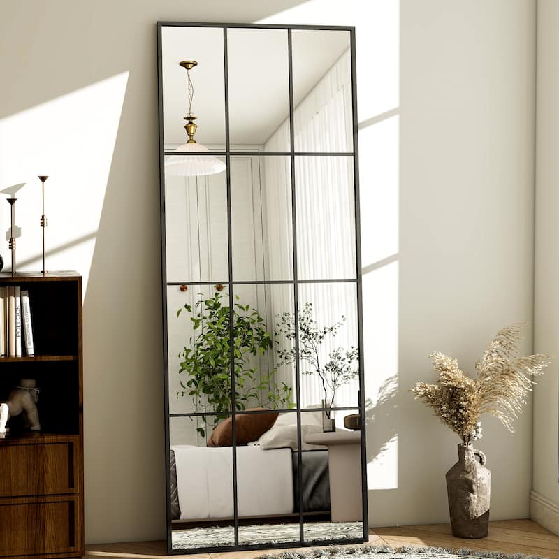 Full Length Mirror 23"x65" Window Frame Decorative Mirror for Wall Decor - Rectangle
