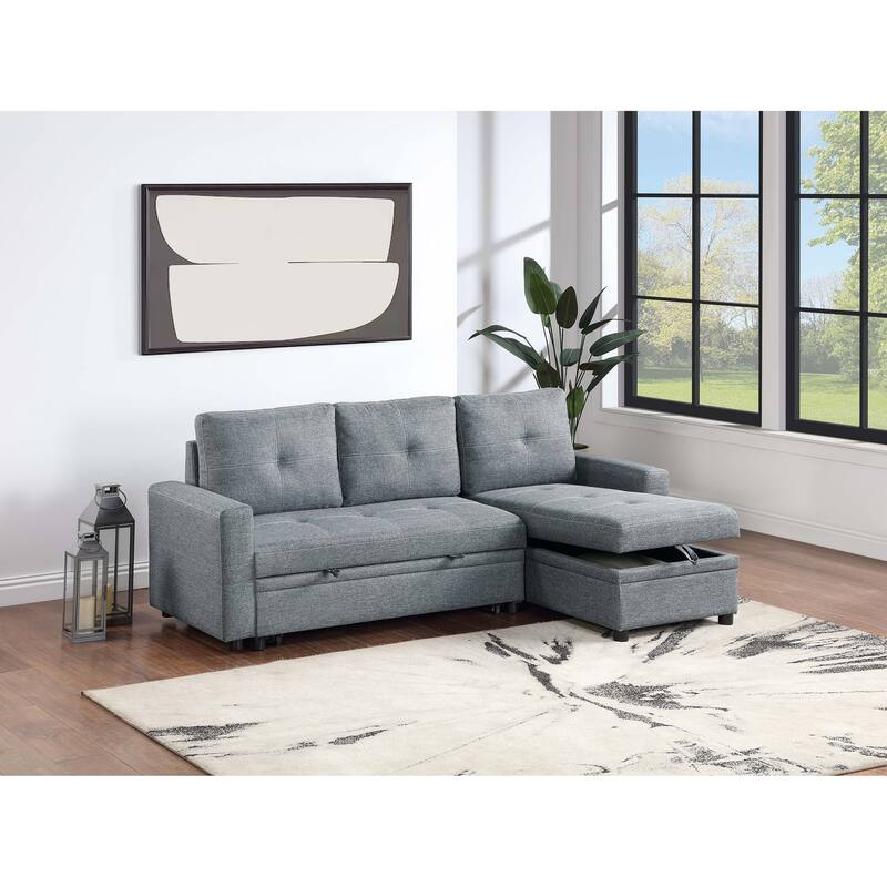 Poundex Convertible Sectional - Black Gray