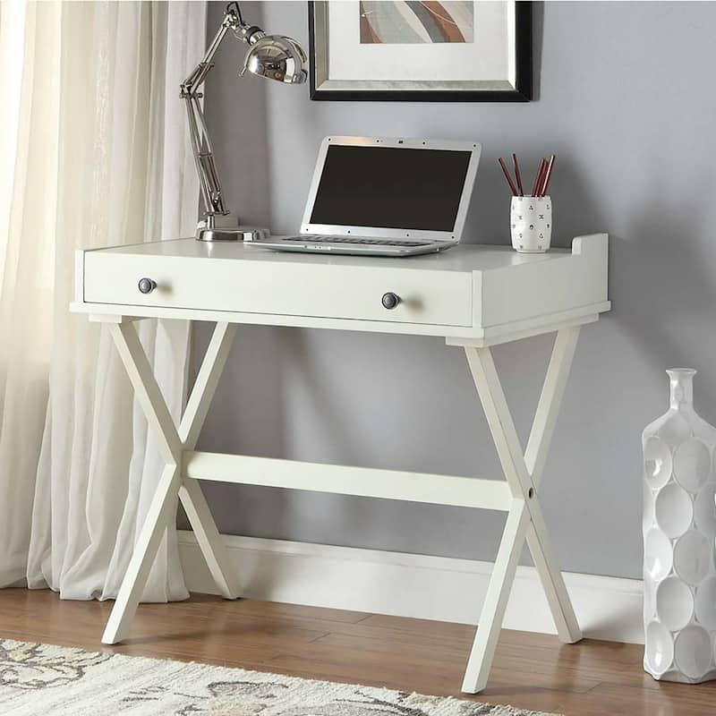 Flip Top Wooden Desk with Cork Board - 34.25" - Antique White