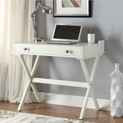 Flip Top Wooden Desk with Cork Board - 34.25" - Antique White