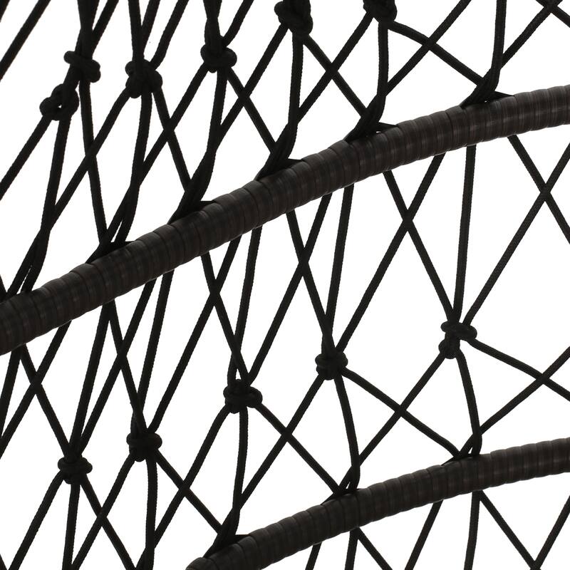 Roomfitters Hanging Wicker Egg Chair, Teardrop Rattan Swing Seat with Soft Tan Cushion and Steel Chain for Patio