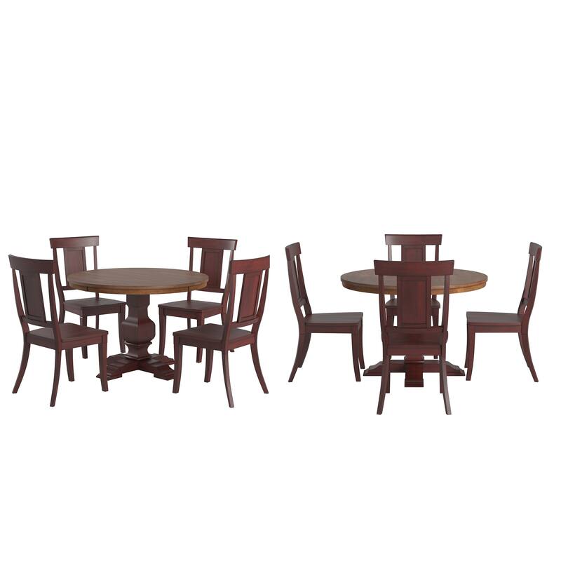 Ronda 45" Round Solid Wood Top Dining Set with Panel Back Chairs
