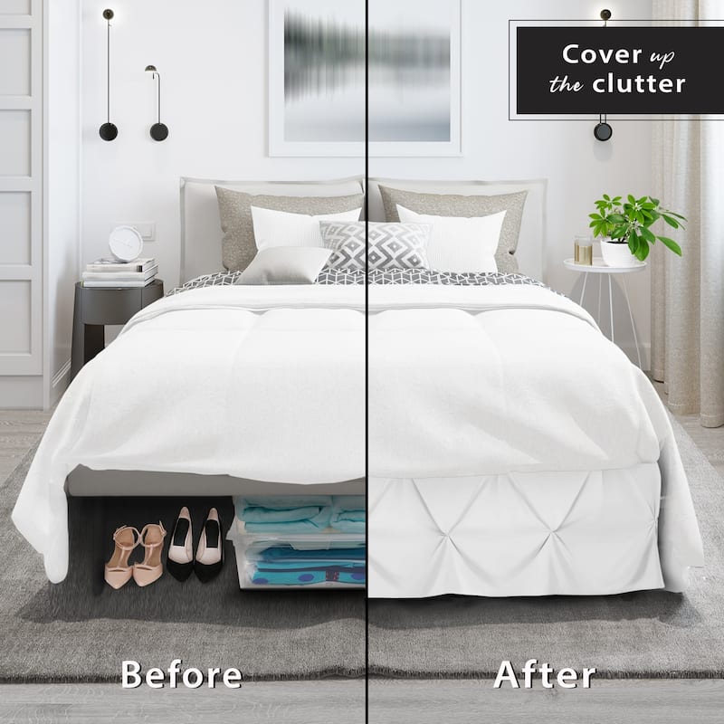 Nestl Pinch Pleat Bed Skirt - Soft Premium Microfiber Ruffle Bed Skirt - 14" Tailored Pintuck Wrap Around Dust Ruffle