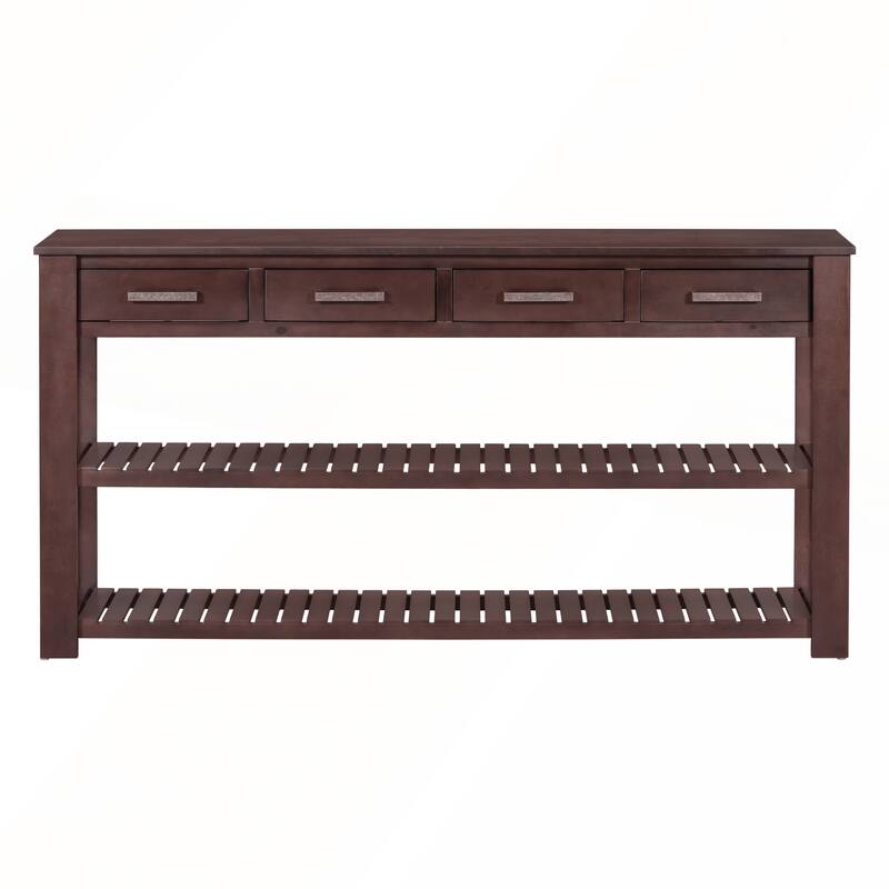 U_Style Stylish Entryway Console Table with 4 Drawers and 2 Shelves