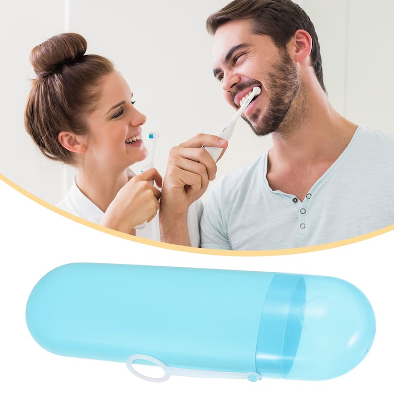 Portable Toothbrush Case with Hook Toothbrush Holders 8.07"x2.36"x1.38" - Blue